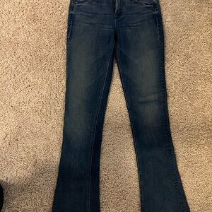 MOTHER Blue Flare Wide Leg Jeans with Classic Style